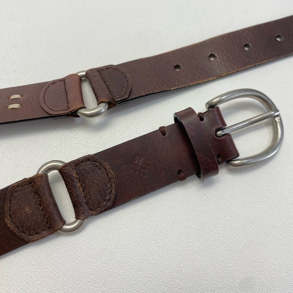 Columbia Leather Brown Belt Contrast Stitching Size Large Boho Western Y2K - Picture 4 of 7